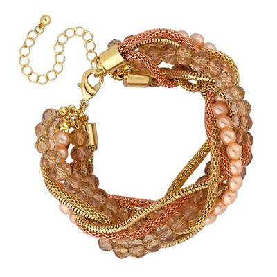 Twisted bead multi row bracelet